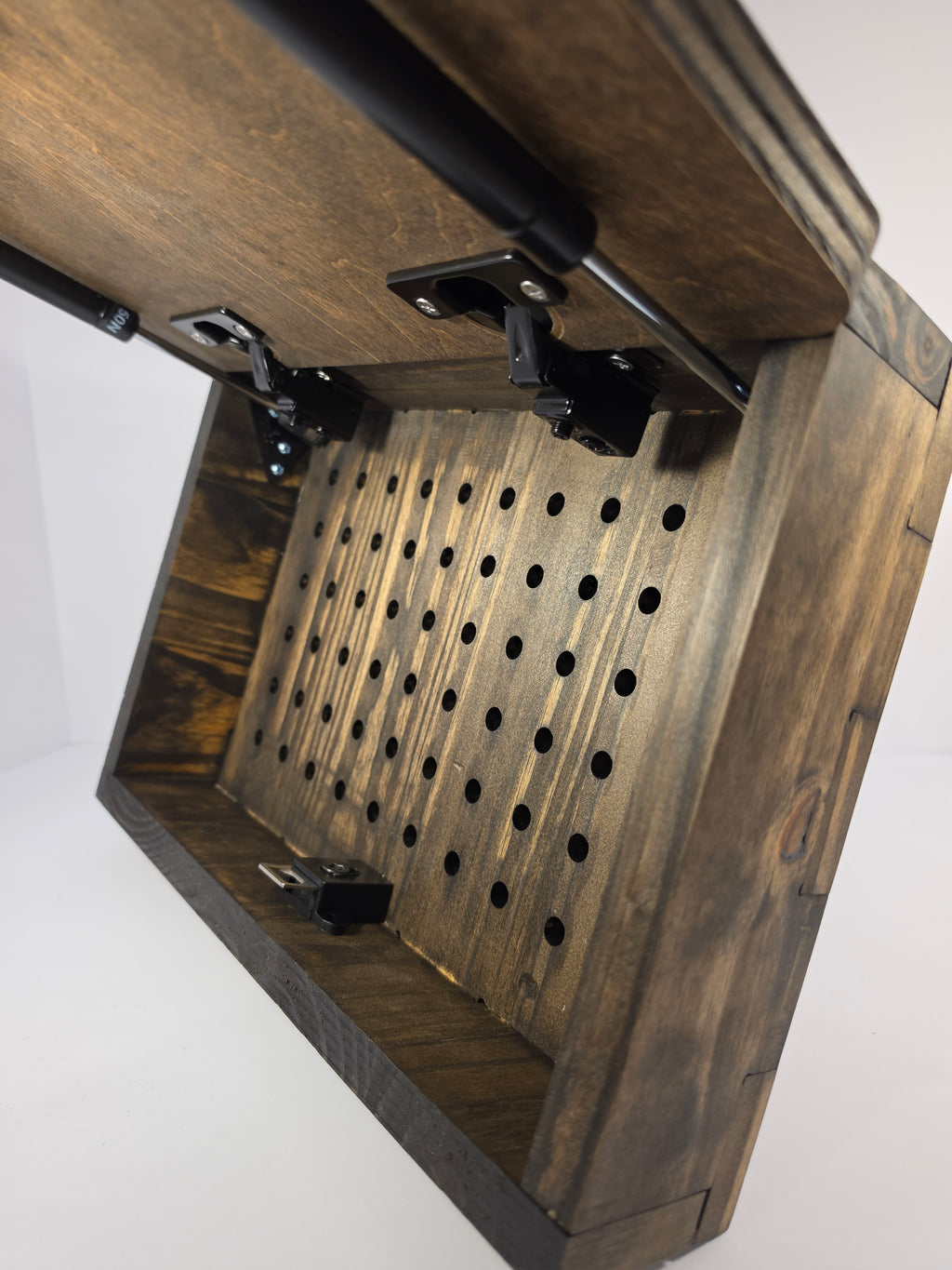 Cross design with wings shown in Dark Walnut