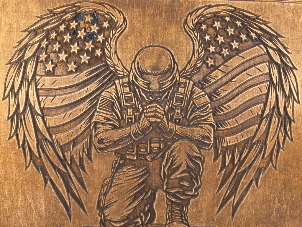 Praying Soldier Shown in Light Walnut