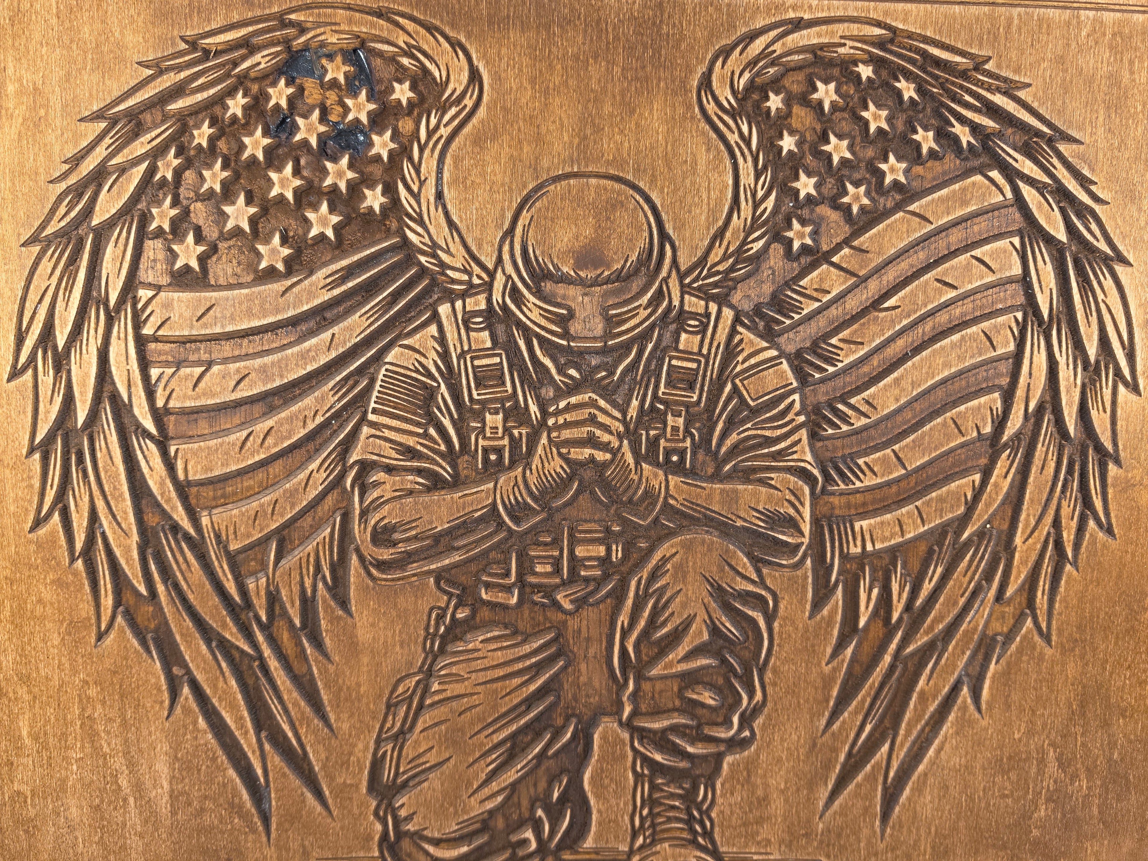 Praying Soldier Shown in Light Walnut