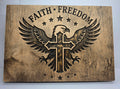 Faith, Freedom American Eagle Cross Design Rustic Jacobean