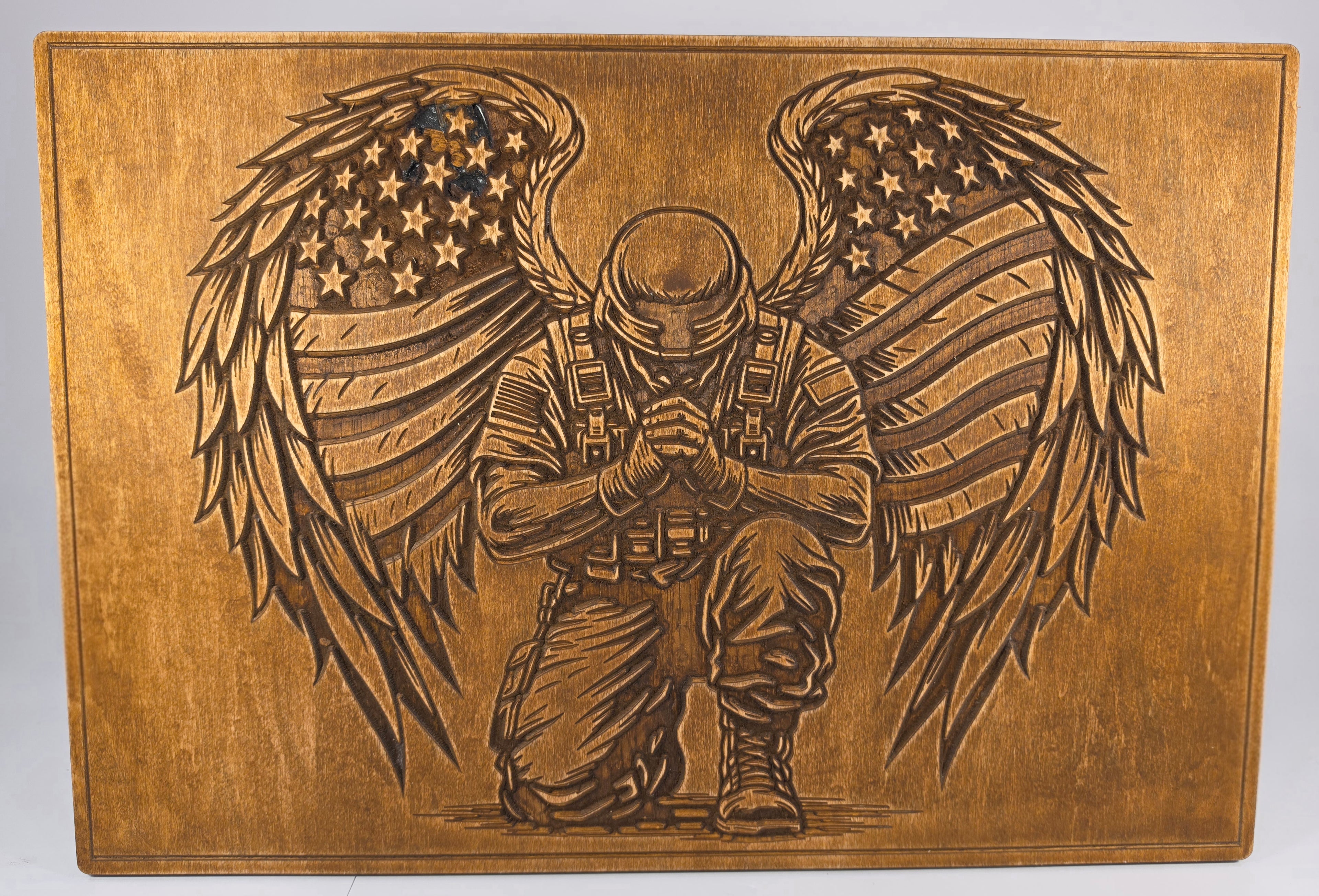 Praying Soldier Shown in Light Walnut