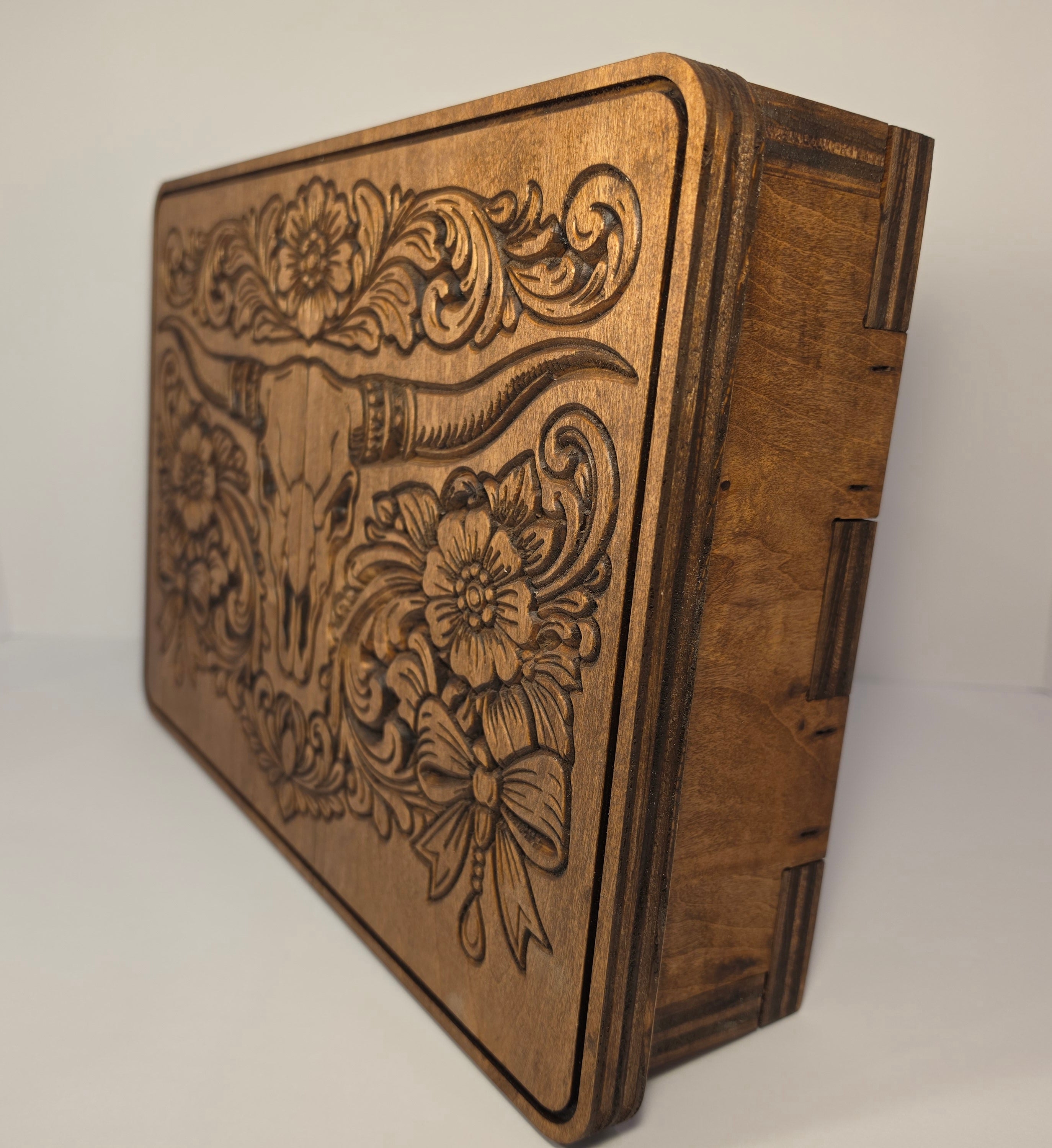 Skull Floral shown in Red Mahogany