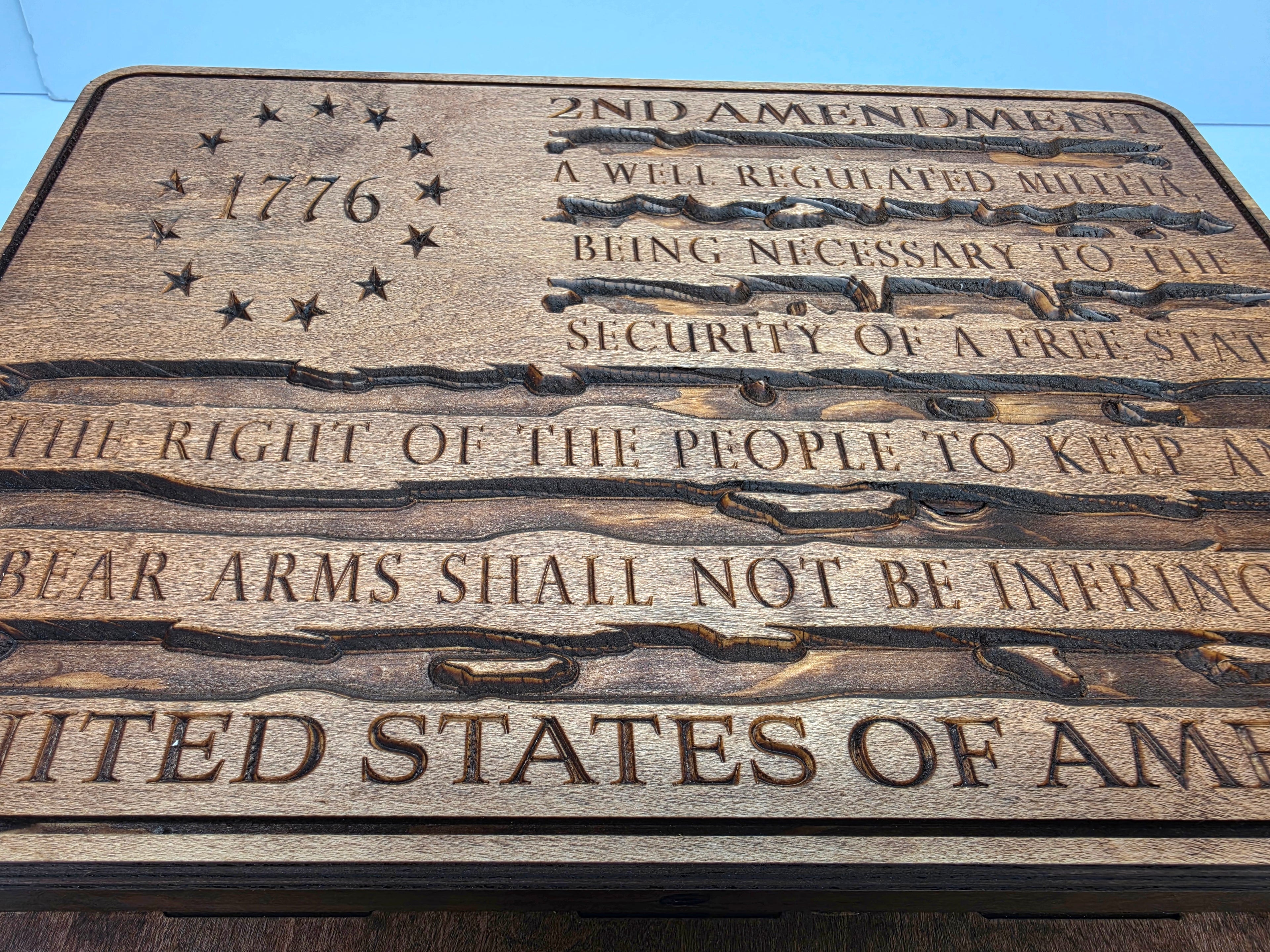 1776 Second Amendment in Red Mahogany