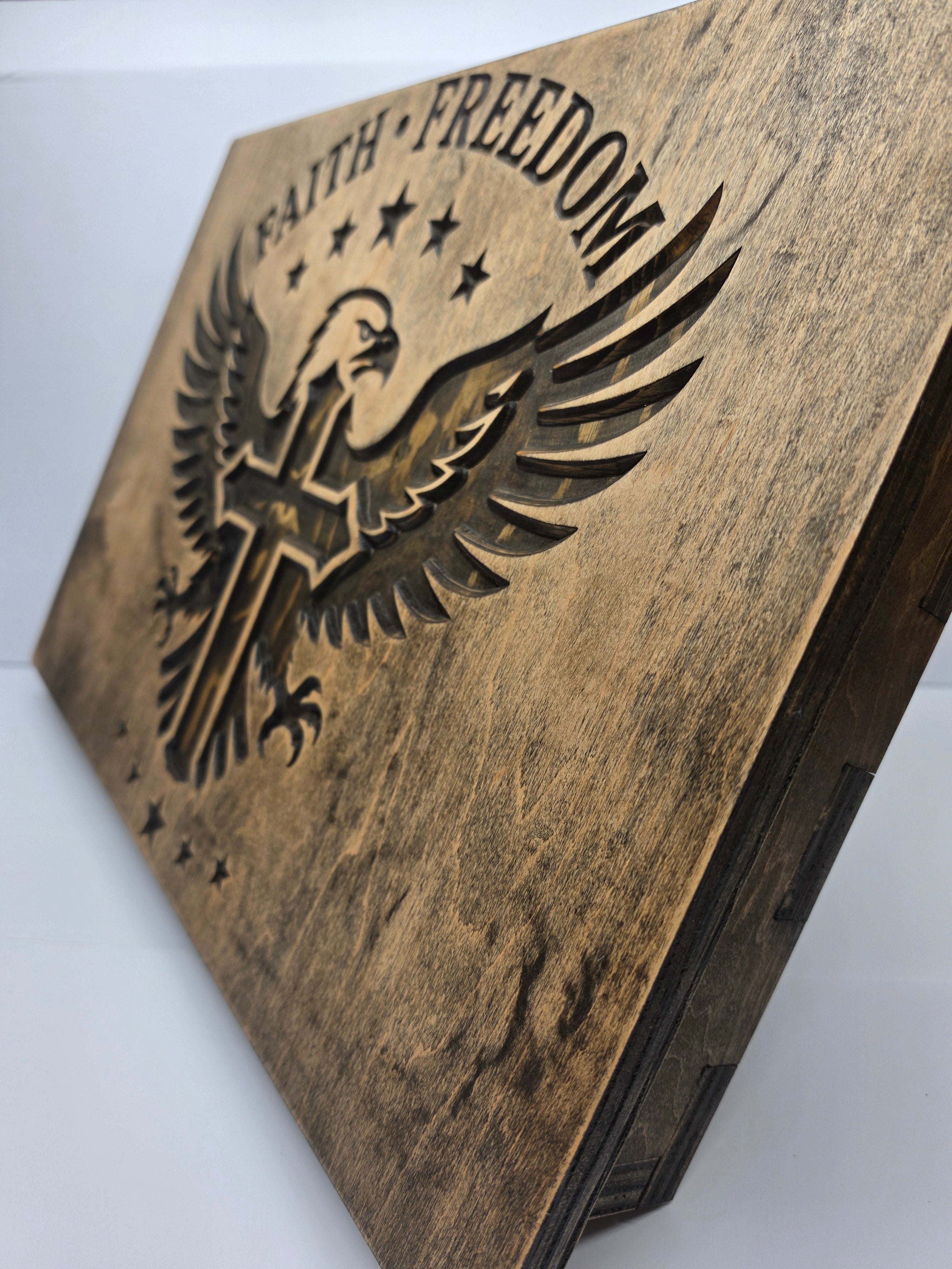 Faith, Freedom American Eagle Cross Design Rustic Jacobean