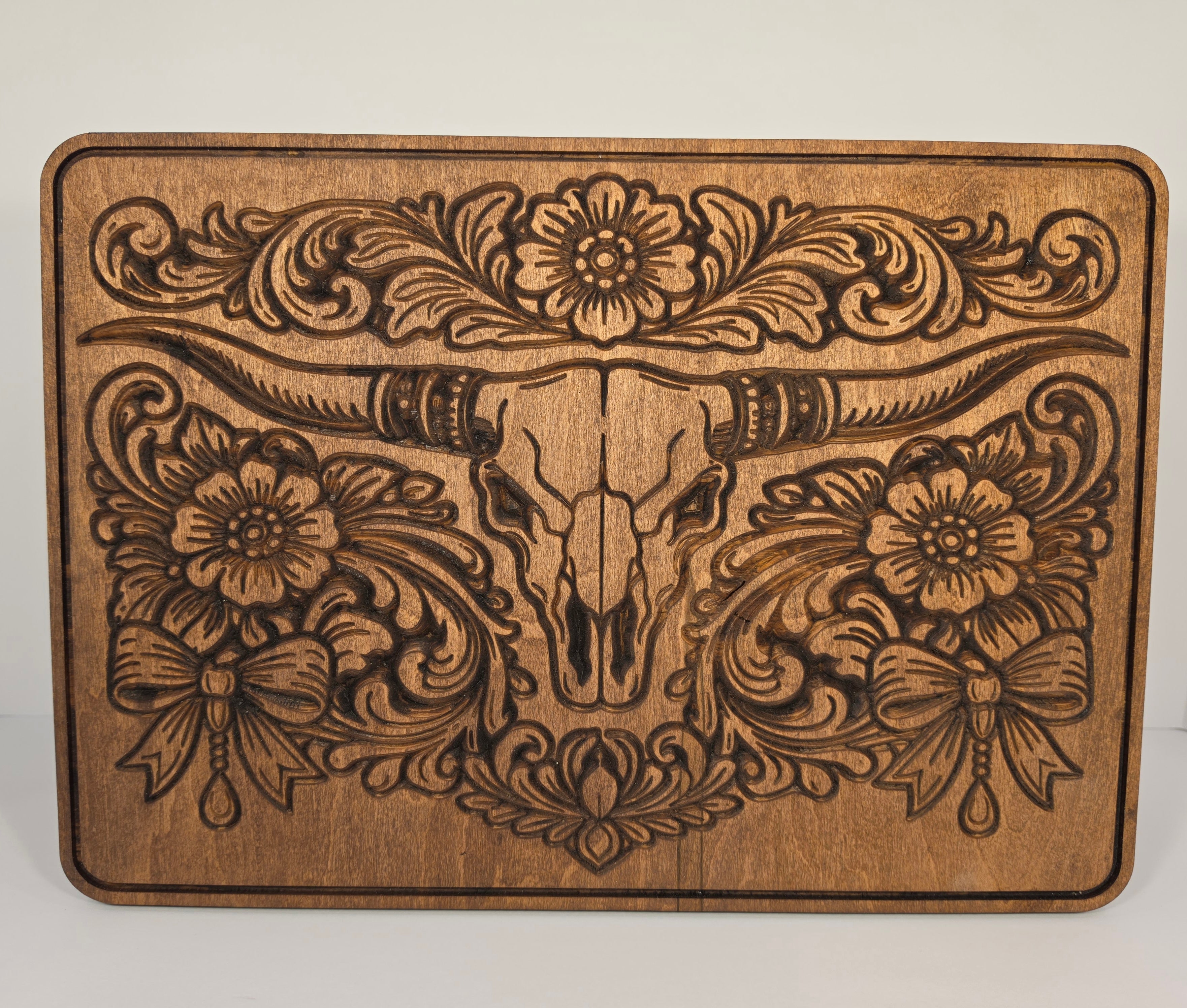 Skull Floral shown in Red Mahogany