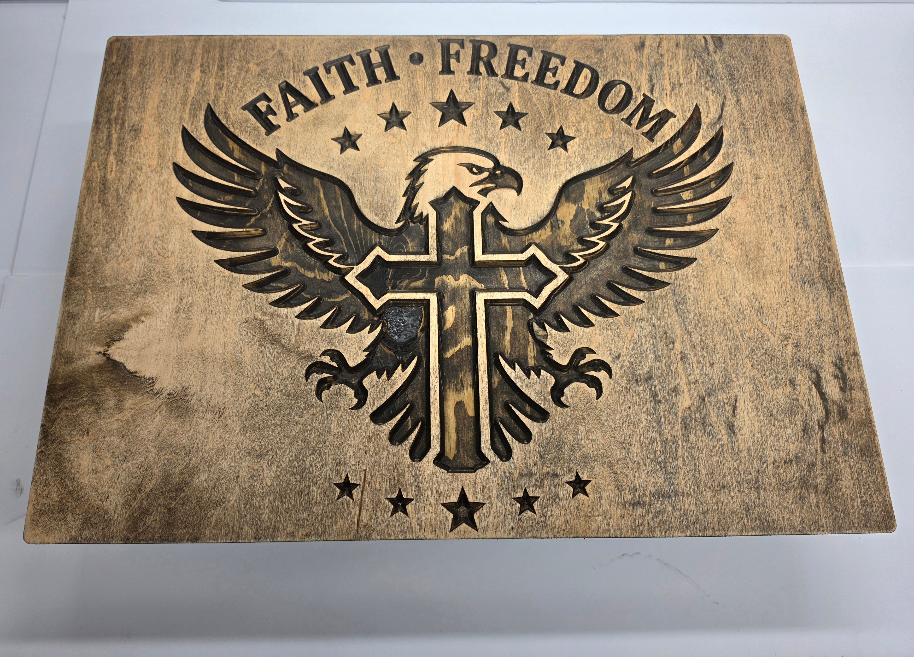 Faith, Freedom American Eagle Cross Design Rustic Jacobean