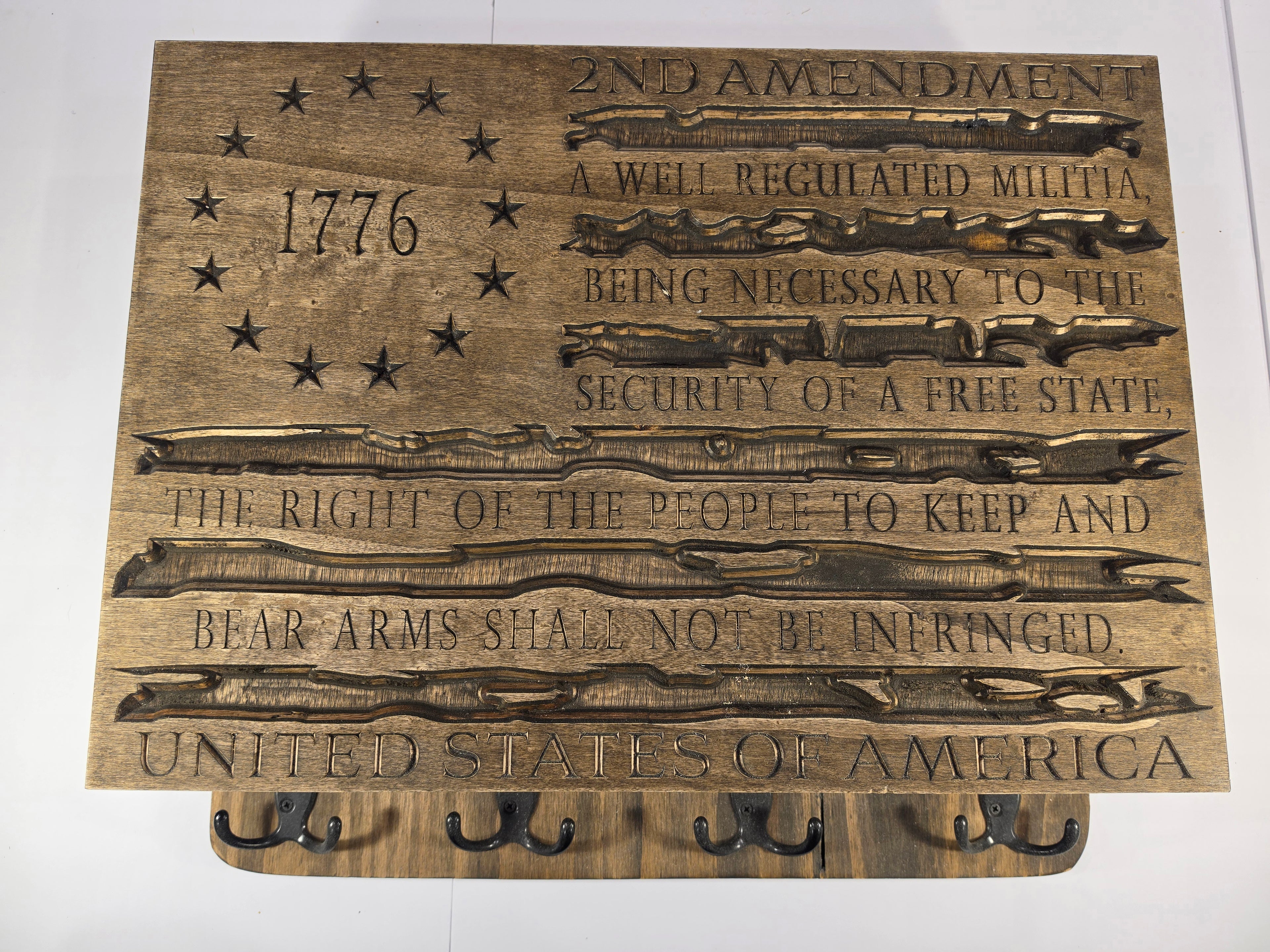 1776 Second Amendment Box Shown with Rack