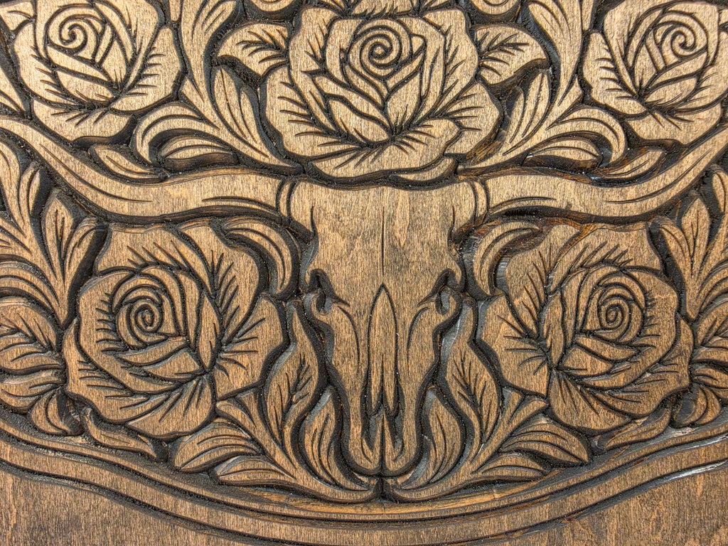 Skull Floral Outlined Shown in Jacobean
