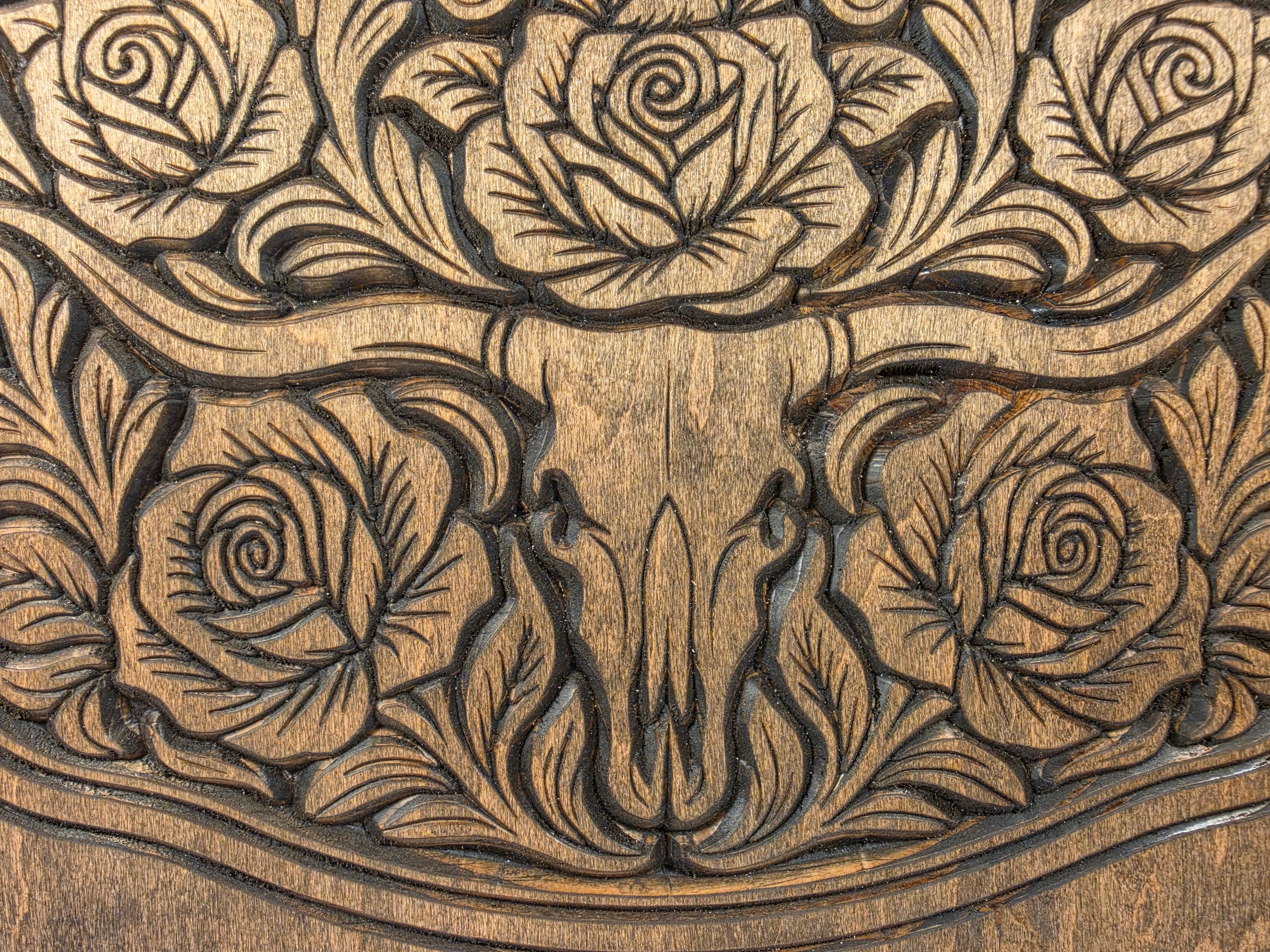 Skull Floral Outlined Shown in Jacobean