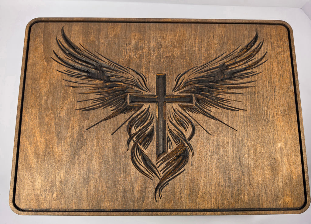 Cross with wings design show in Expresso