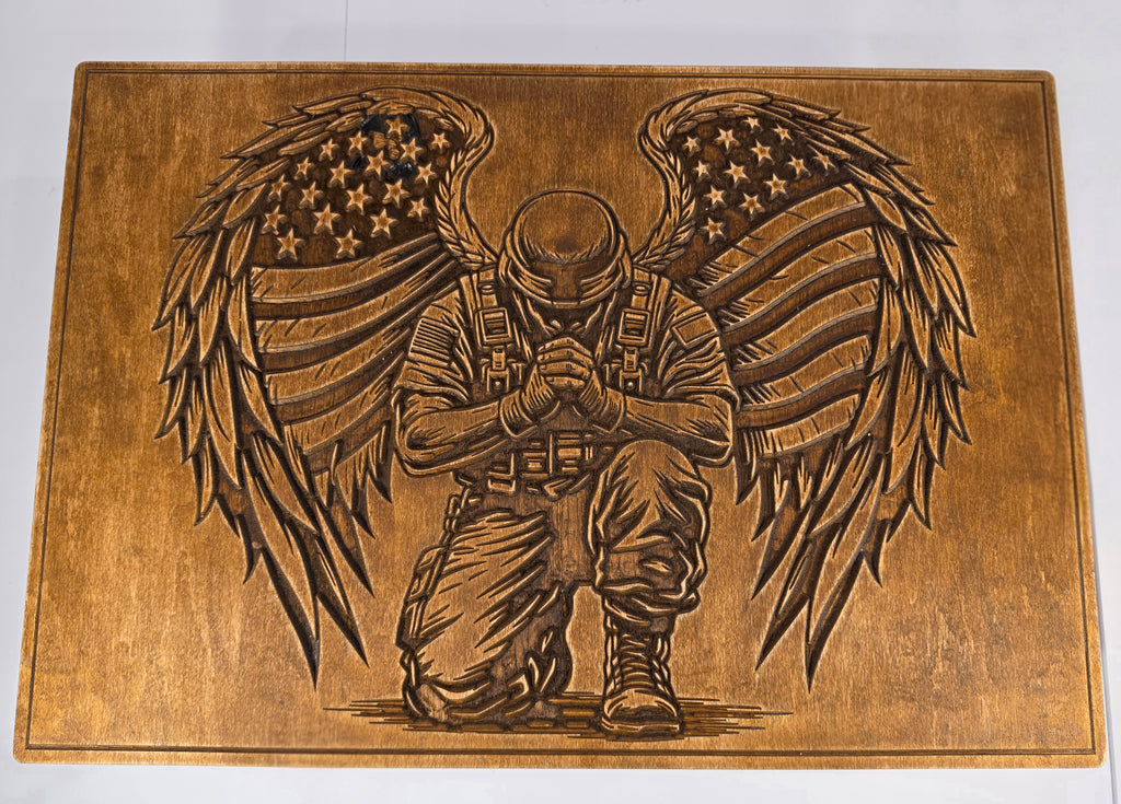 Praying Soldier Shown in Light Walnut