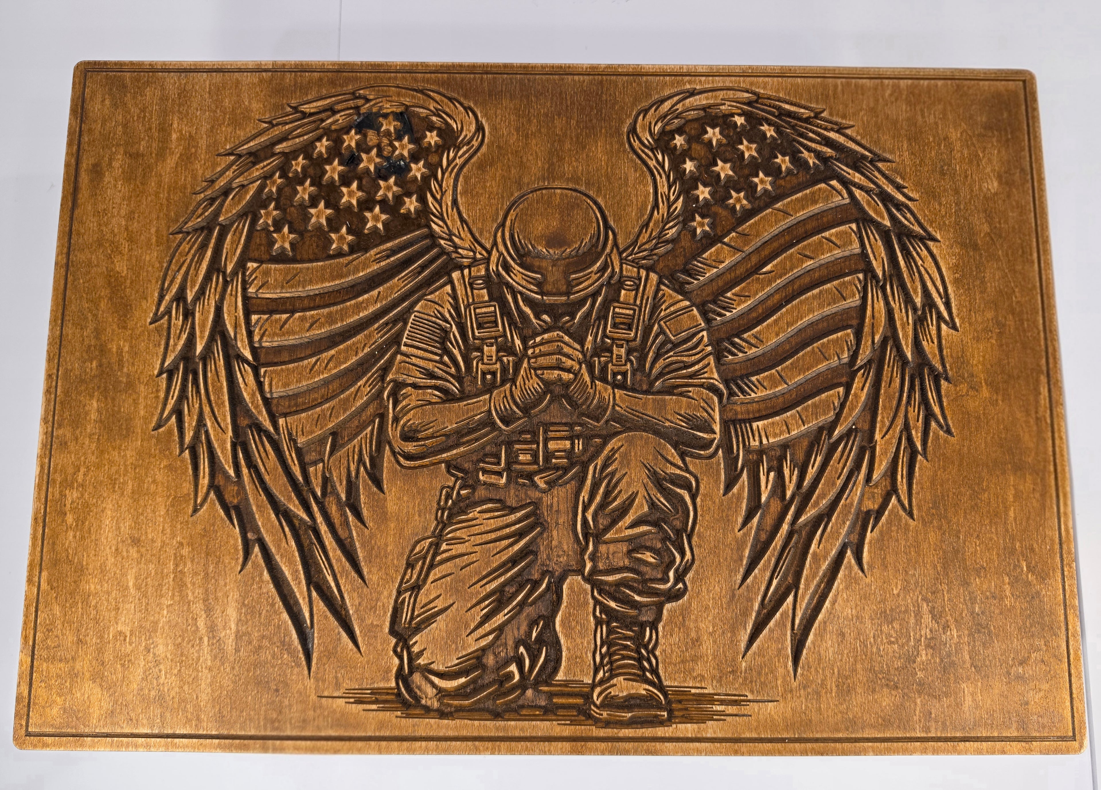 Praying Soldier Shown in Light Walnut