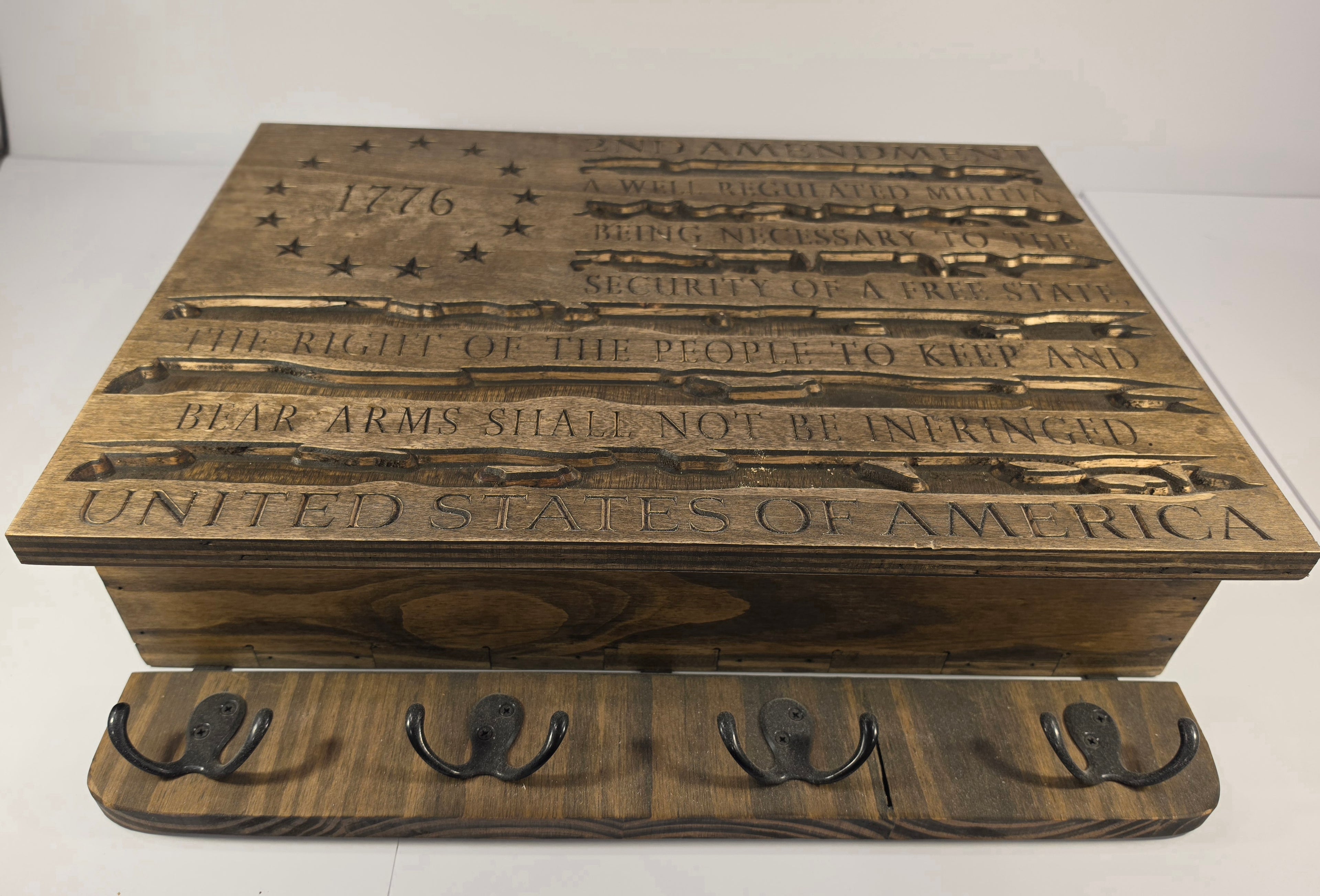 1776 Second Amendment Box Shown with Rack