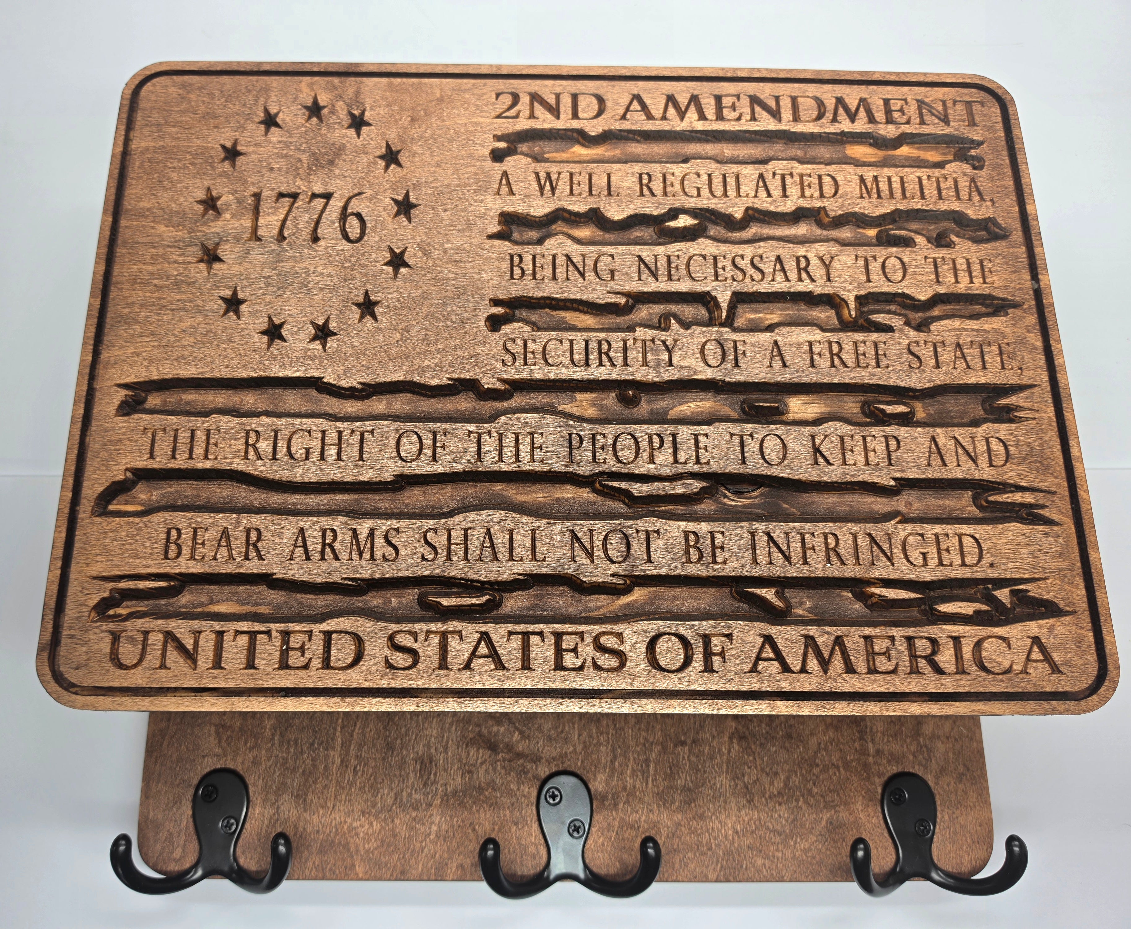 1776 Second Amendment in Red Mahogany